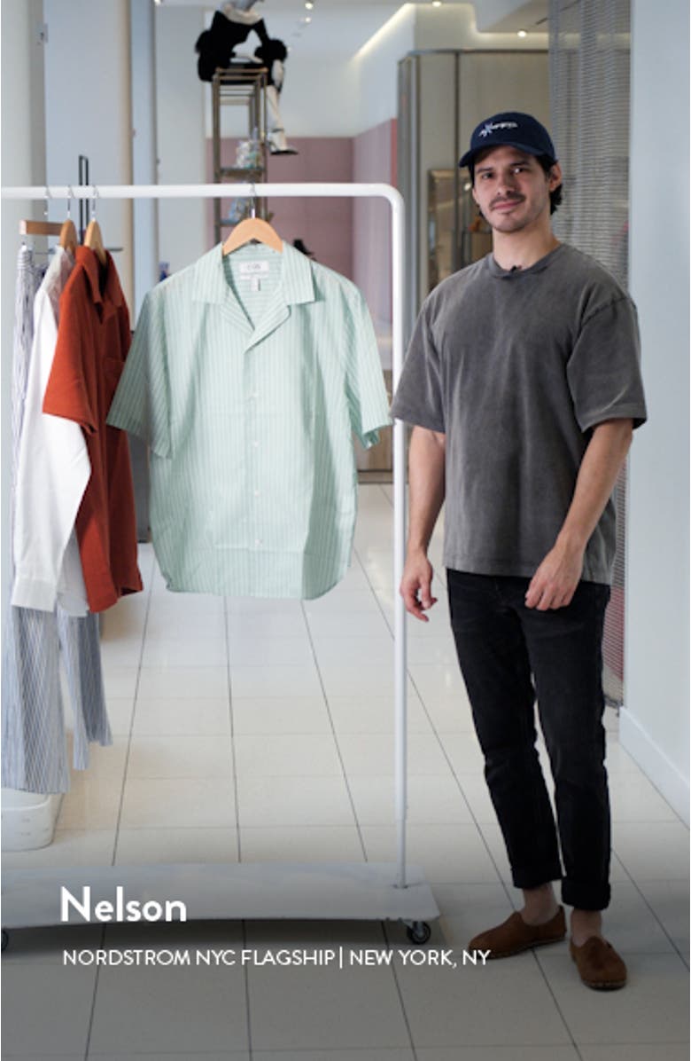 Stripe Short Sleeve Organic Cotton Button-Up Shirt, sales video thumbnail