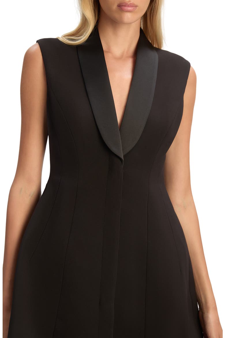 Destene Satin & Crepe Cocktail Dress, Alternate, color, BLACK