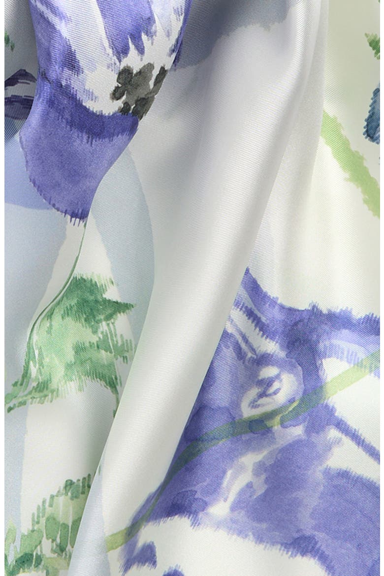 Anemone Watercolor Check Silk Scarf, Alternate, color, CORNFLOWER BLUE