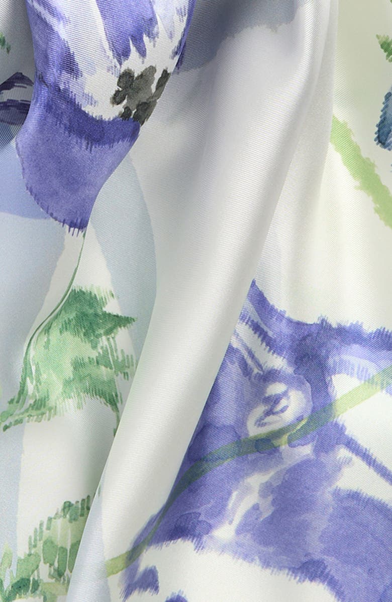 Burberry Anemone Watercolor Check Silk Scarf, Alternate, color, Cornflower Blue