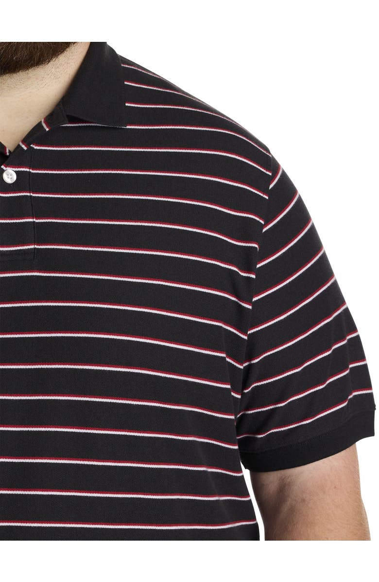 Harbor Bay by DXL Big & Tall Tri-Color Striped Polo Shirt, Alternate, color, Black Multi