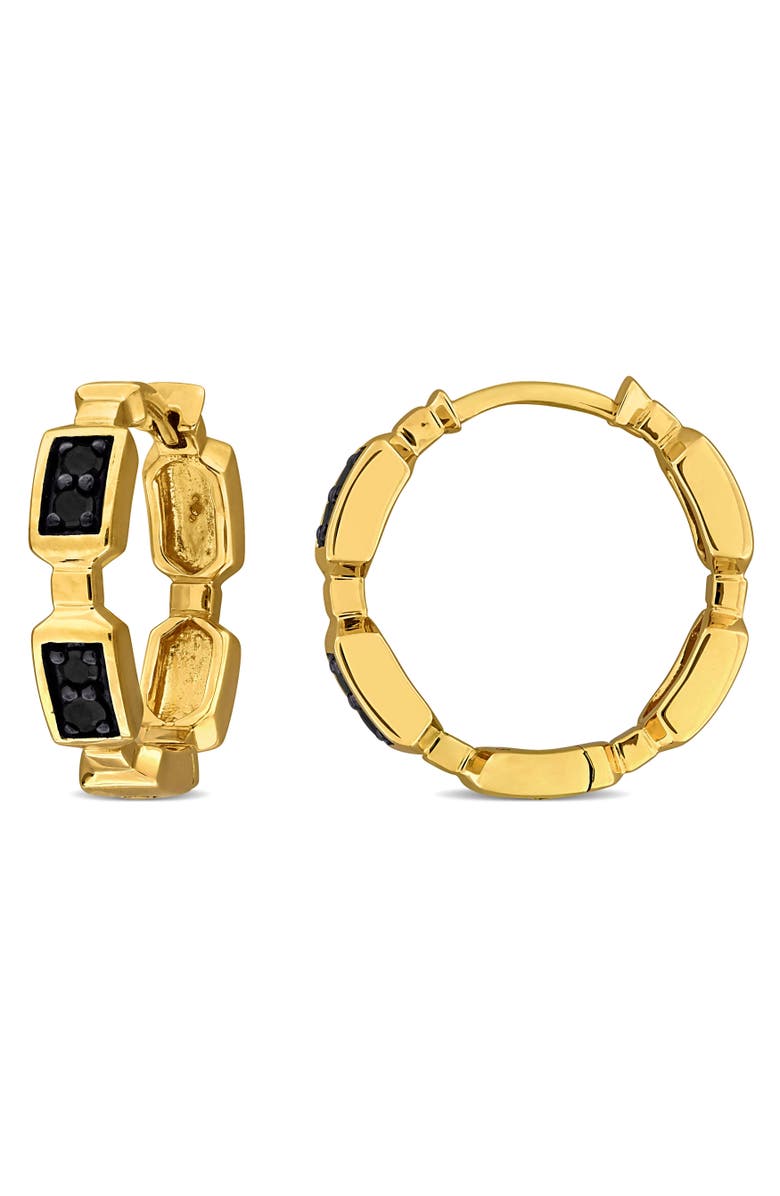 Julianna B. Diamond Textured Hoop Earrings 14k Gold, Main, color, Gold/Black Diamond