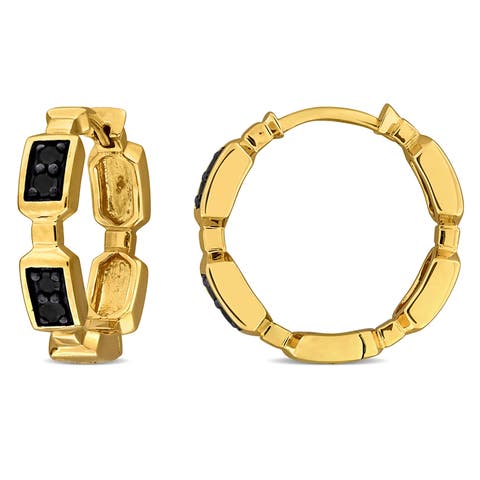 Diamond Textured Hoop Earrings 14k Gold