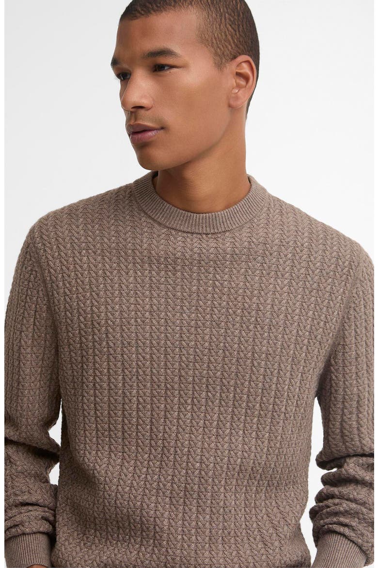 Herringbone Knit Crewneck Sweater, Alternate, color, STONE