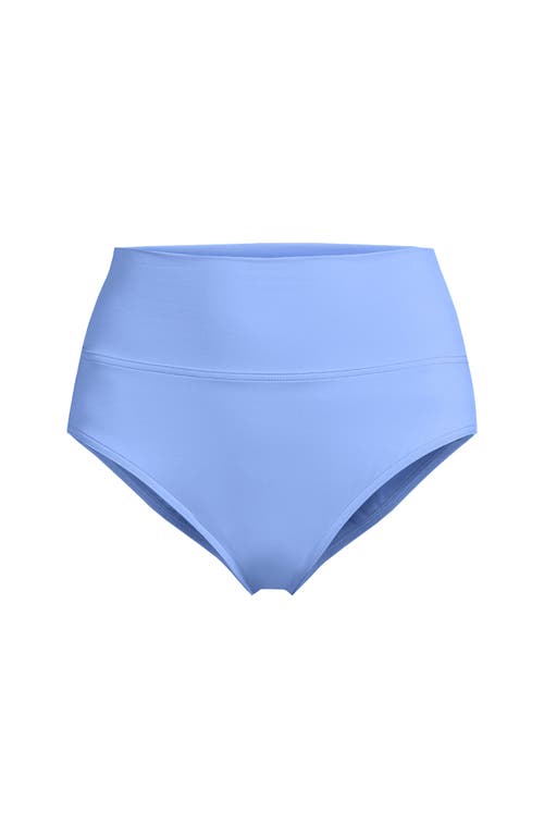 Lands' End Chlorine Resistant Pinchless High Waisted Bikini Bottoms In Blue