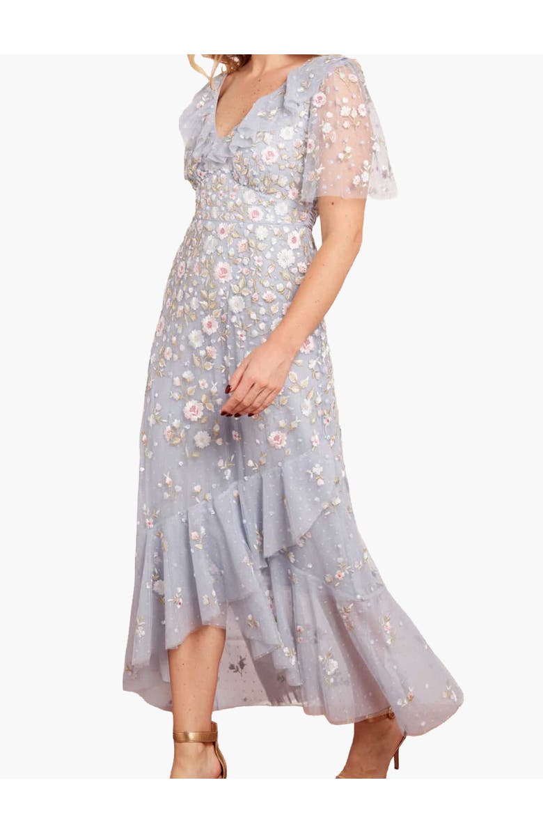 Needle & Thread Ethereal Blooms Frill Ankle Gown, Alternate, color, Skylight/Multi