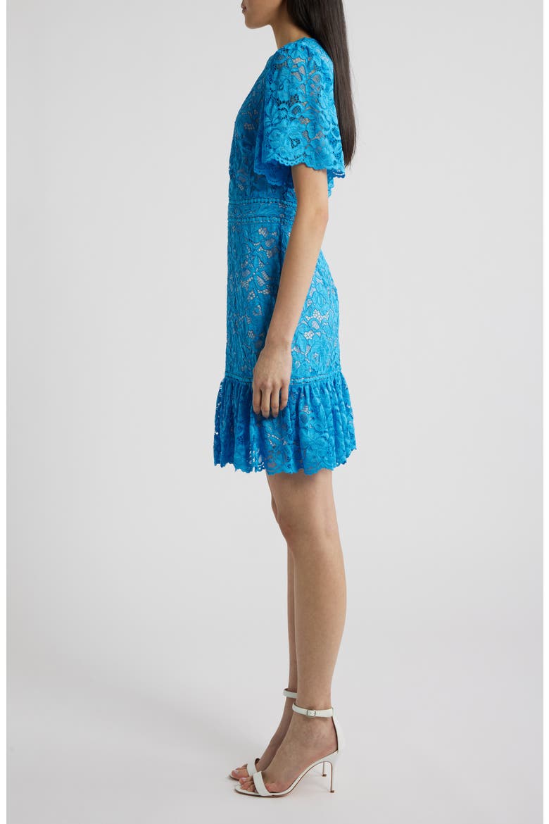 Lace Embroidered Flounce Hem Dress, Alternate, color, TURQUOISE