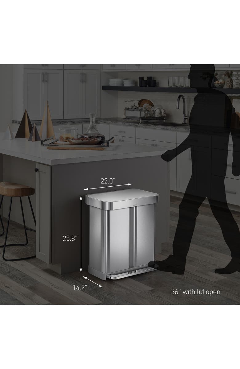 simplehuman 58L Dual Compartment Rectangular Step Trash Can, Alternate, color, 
