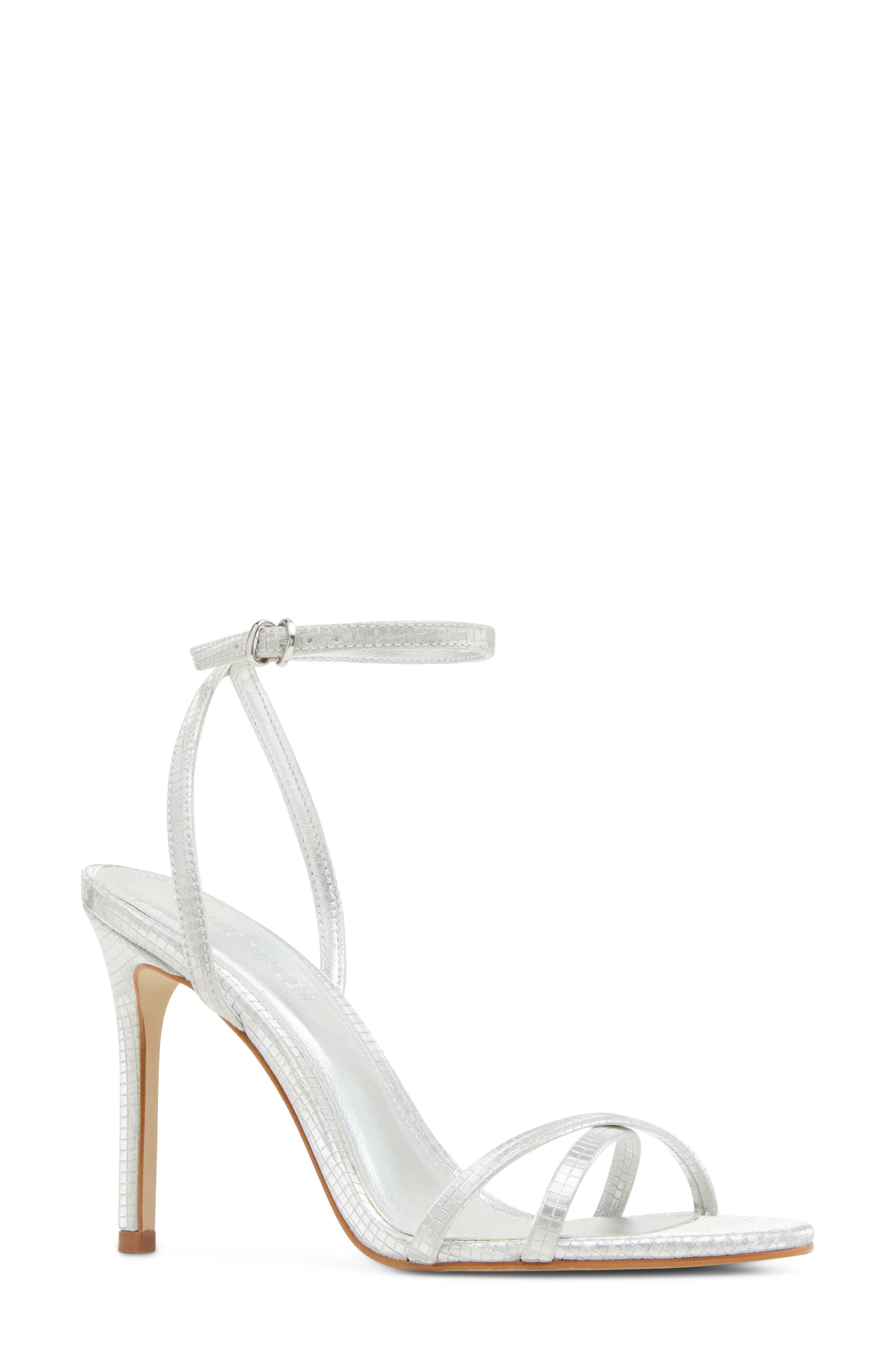 Ankle Strap Stiletto Sandal, Main, color, SILVER