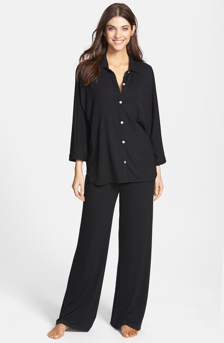 Natori 'Bliss' Cotton Pajamas, Main, color, Black