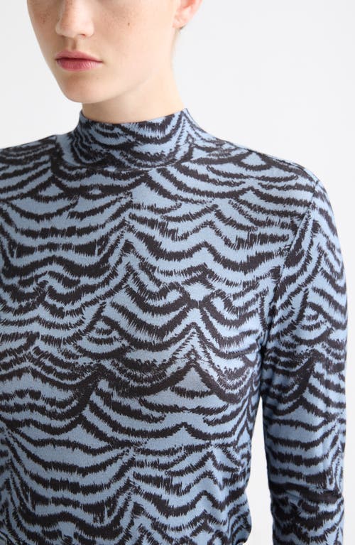 Scotch & Soda Print Mock Neck Top In Blue