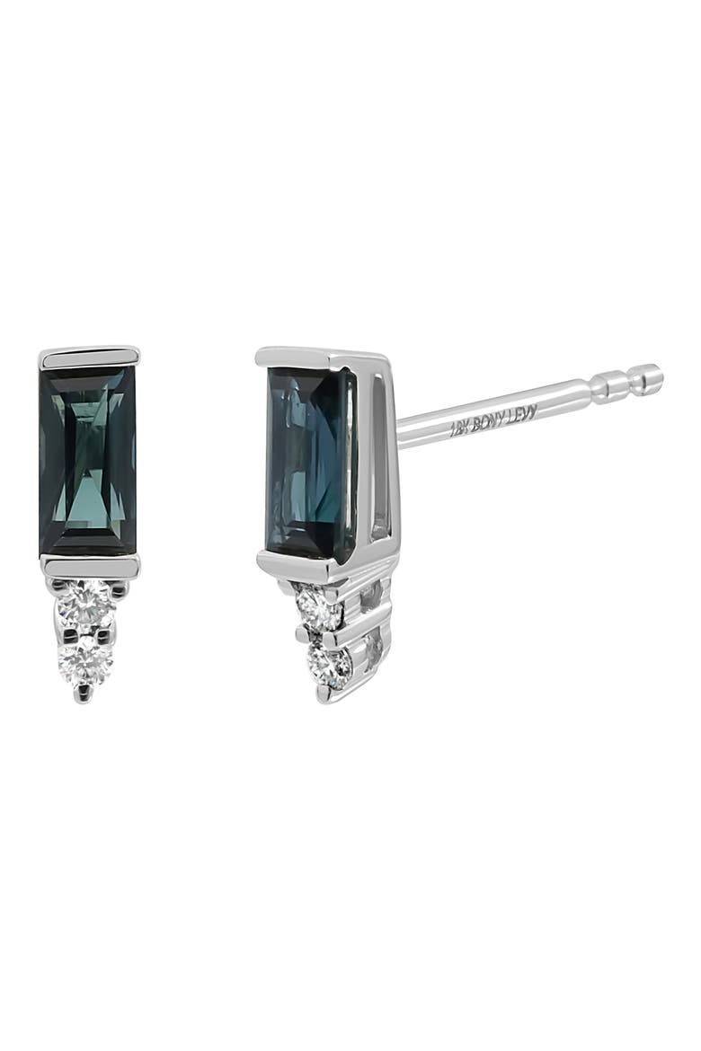 El Mar Sapphire & Diamond Stud Earrings (Nordstrom Exclusive), Main, color, 18K WHITE GOLD