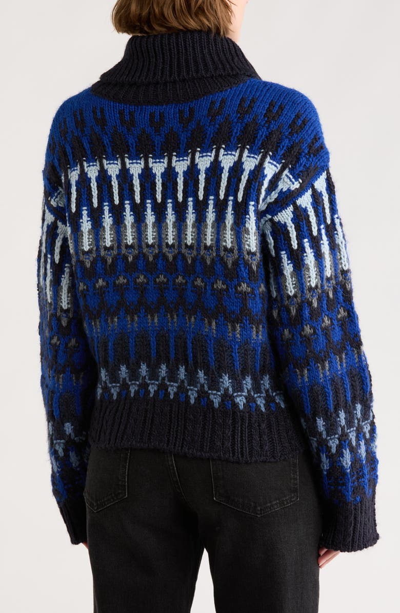 Ramy Brook Rufus Fair Isle Turtleneck Sweater, Alternate, color, Lapis Combo Fairisle