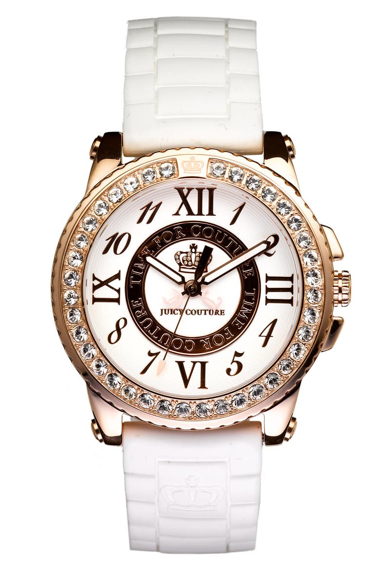 'Pedigree' Jelly Strap Watch, Main, color, ROSE GOLD/ WHITE