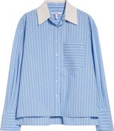 Derek Lam 10 Crosby Coral Stripe Removable Collar Button-Up Shirt