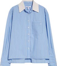 Derek Lam 10 Crosby Coral Stripe Removable Collar Button-Up Shirt