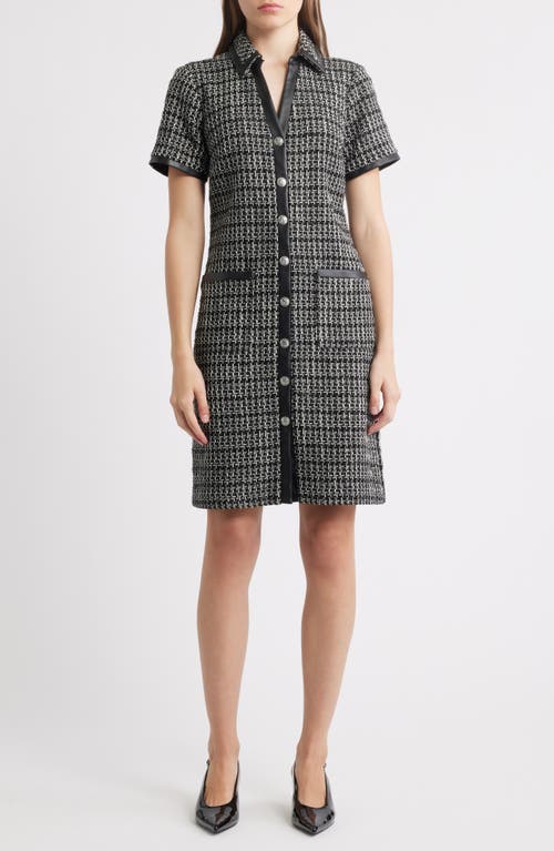 Eliza J Button Front Tweed Shirtdress