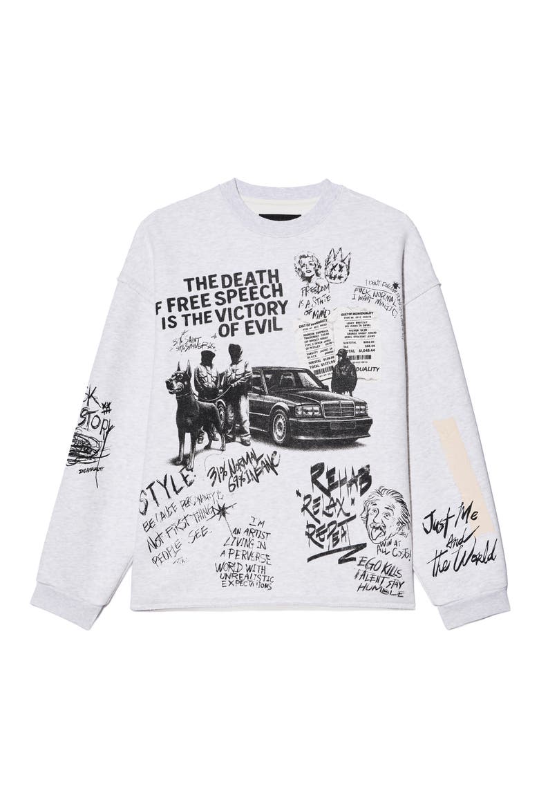 Graphic Cotton French Terry Sweatshirt, Alternate, color, HEATHER GREY
