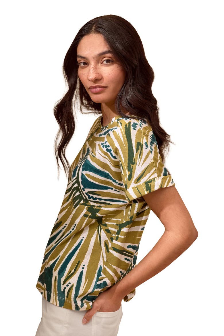 Cotton Crew Neck T-Shirt, Alternate, color, Palm Print