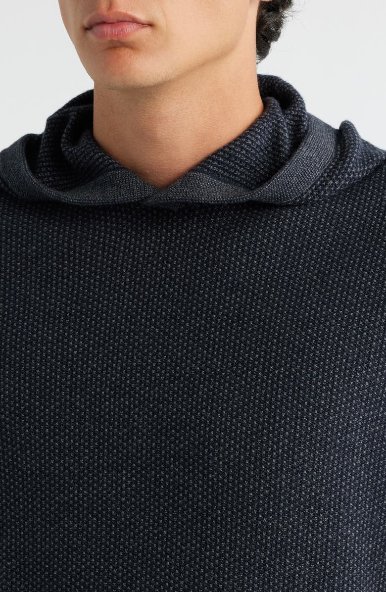 Vince Geometric Jacquard Wool & Cashmere Blend Hoodie, Alternate, color, Coastal/ Medium Heather Grey