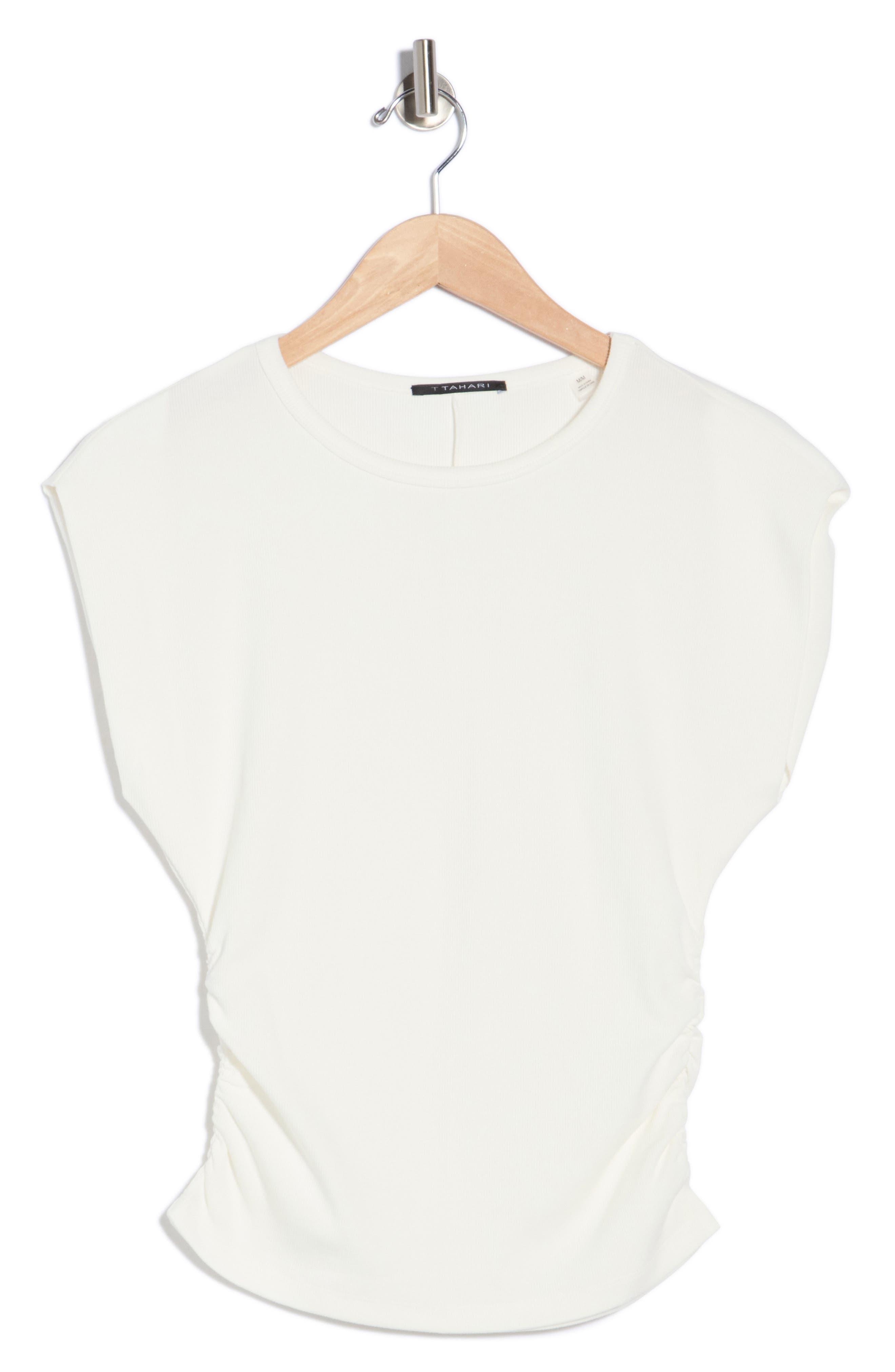 T Tahari Cap Sleeve Ribbed T-Shirt