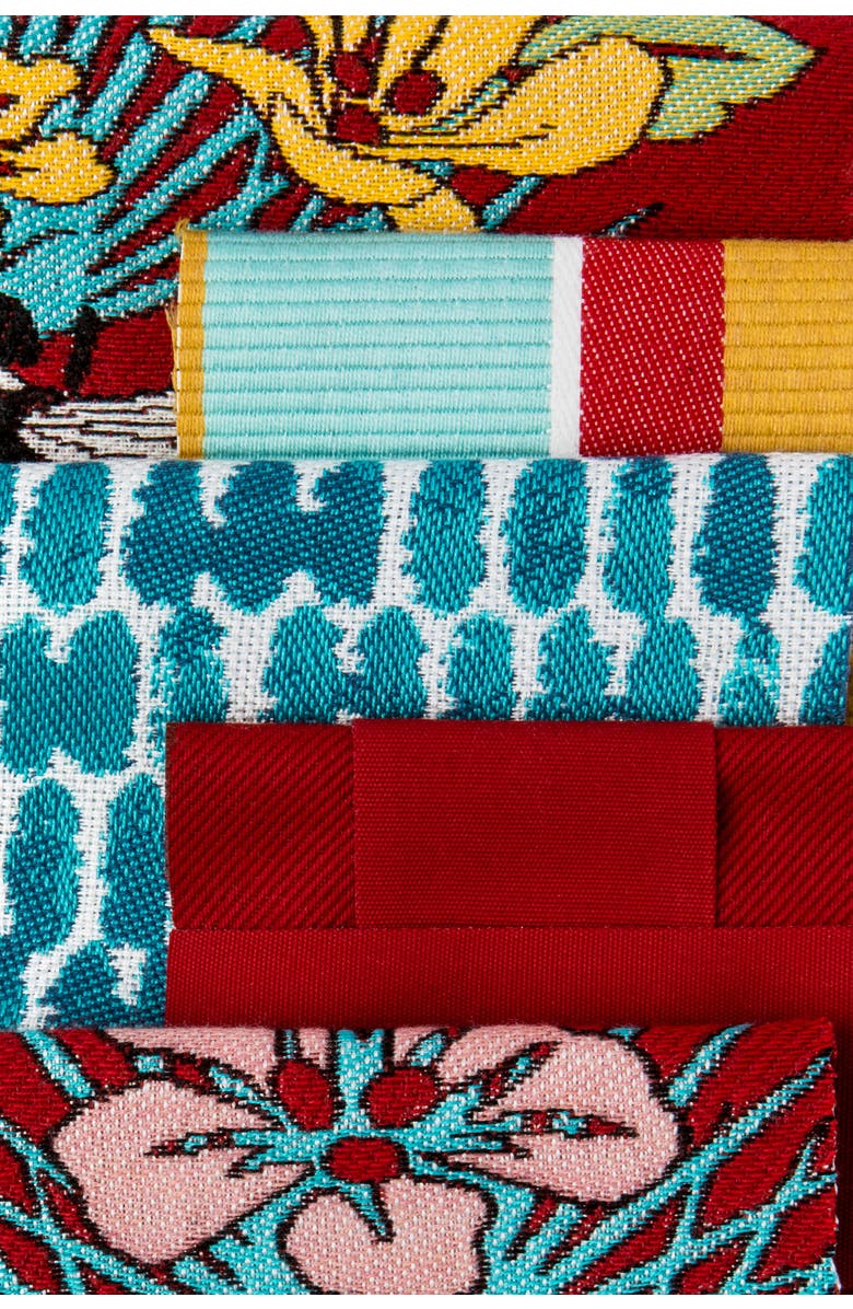 Elaine Smith Tropical Bee Jacquard Chenille accented Indoor & Outdoor Woven Accent Pillow, Alternate, color, Red