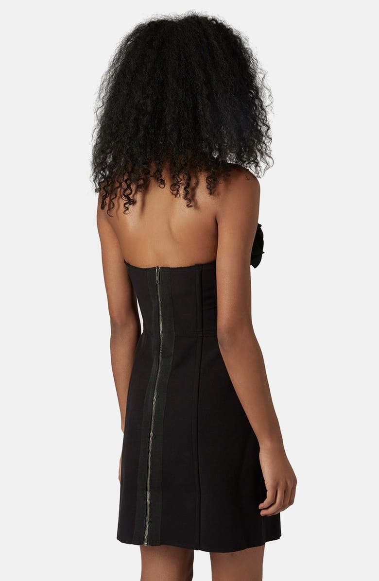 Topshop Origami Rose Bandeau Dress, Alternate, color,
