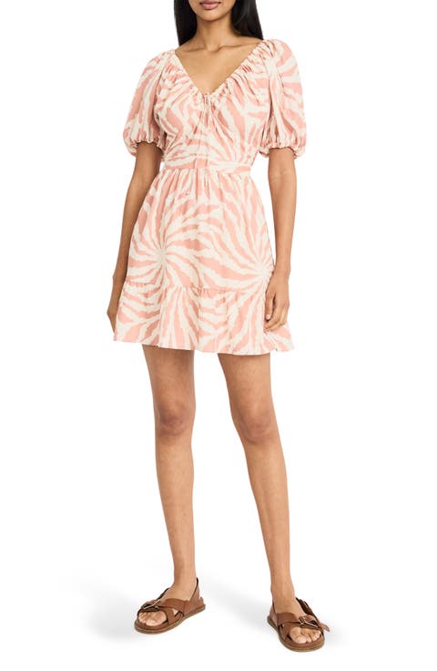 Puff Sleeve Tie Neck Minidress