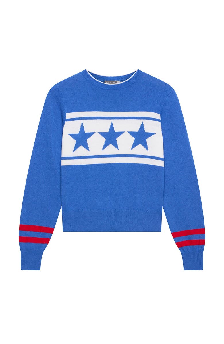 MINT VELVET Cotton Blend Star Knit Sweater, Alternate, color, Blue