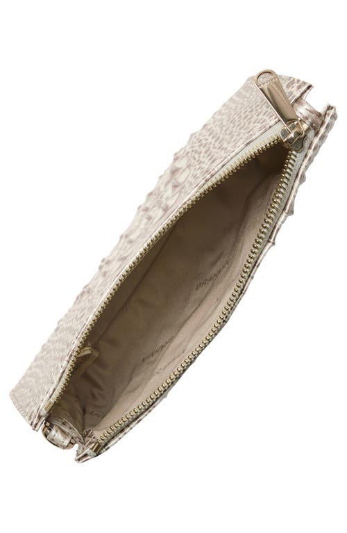 Brahmin Daisy Croc Embossed Leather Wristlet In Metallic