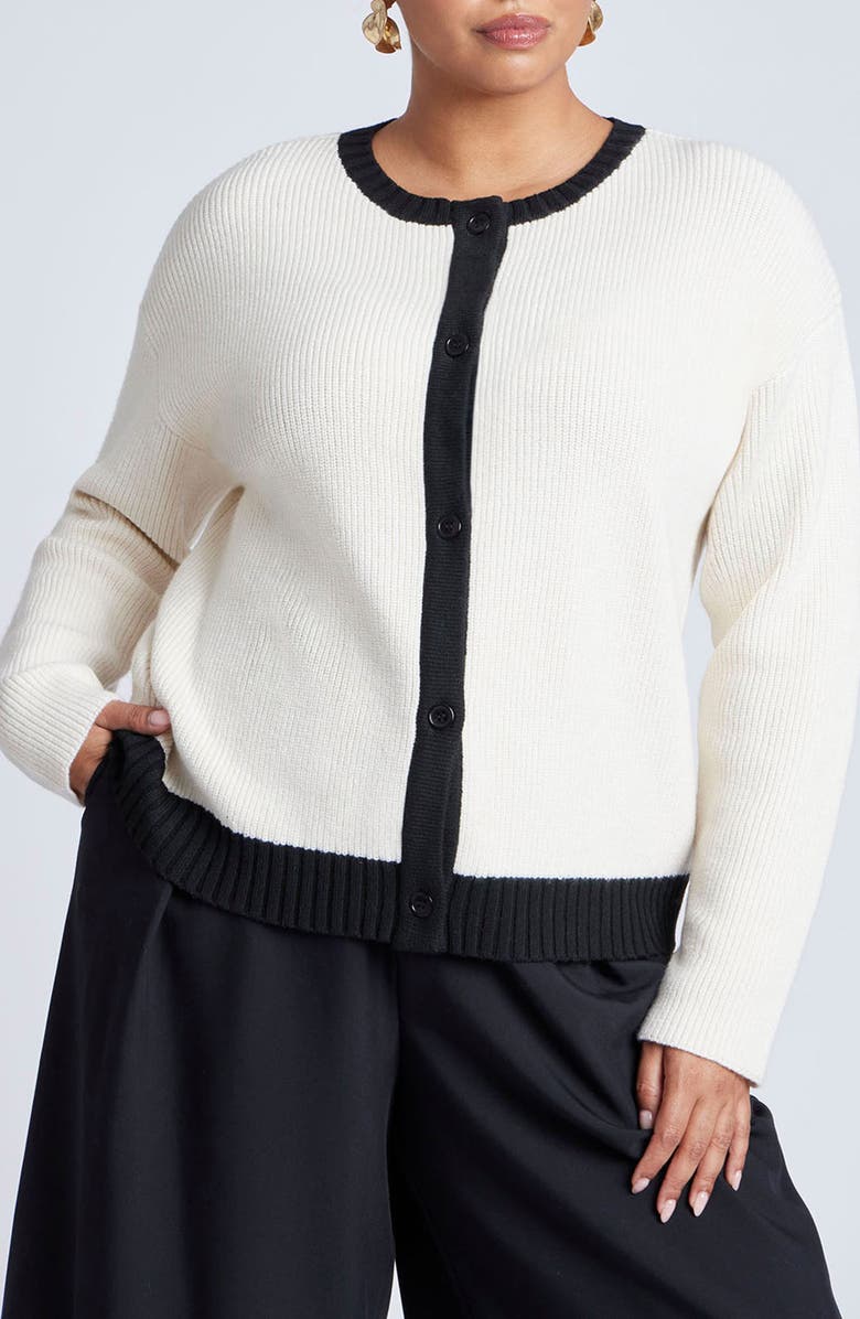 ELOQUII Contrast Trim Cardigan, Main, color, 