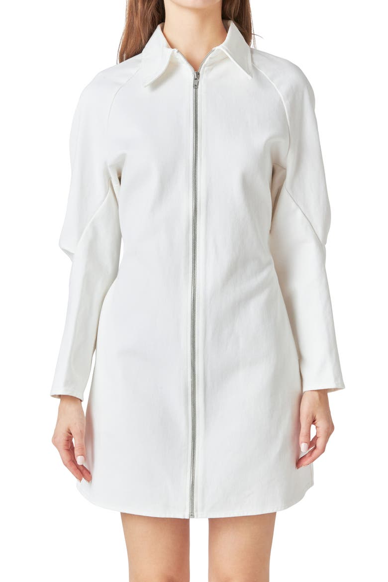 Long Sleeve Zip Minidress, Alternate, color, WHITE