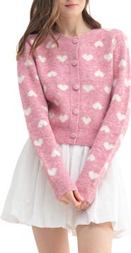 All in Favor Heart Jacquard Cardigan