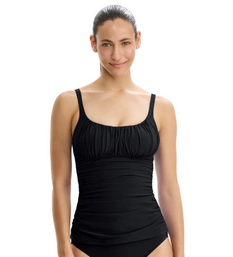 Tutti Frutti Shirred Peasant Tankini Top Swimsuit