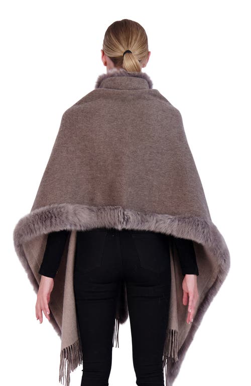 Gorski Select Double Face Wool/cashmere Stole With Lamb Trim In Brown