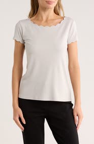 T Tahari Scalloped Knit T-Shirt