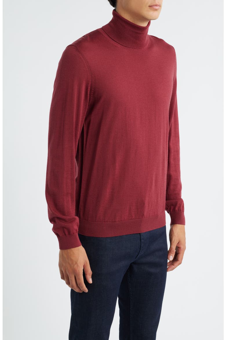 Musso Virgin Wool Turtleneck Sweater, Alternate, color, DARK RED