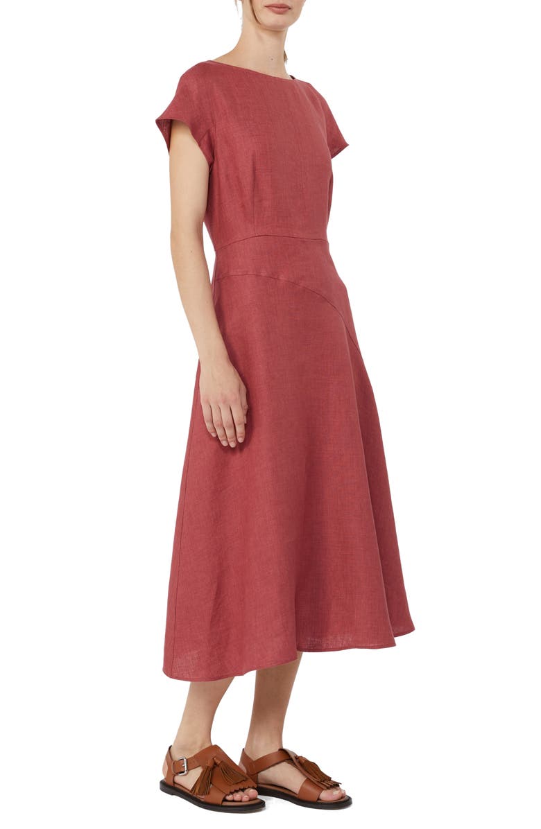 Weekend Max Mara Esordio Belted Linen Canvas A-Line Midi Dress, Alternate, color, 