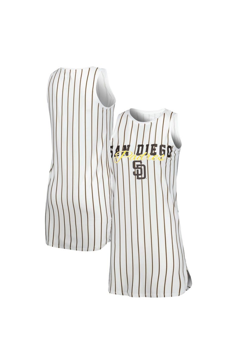CONCEPTS SPORT Women's Concepts Sport White San Diego Padres Reel Pinstripe Knit Sleeveless Nightshirt, Main, color, White