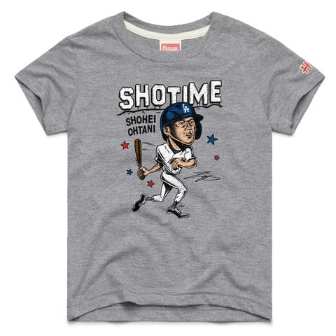 Youth Homage Shohei Ohtani Gray Los Angeles Dodgers Caricature Tri-Blend T-Shirt