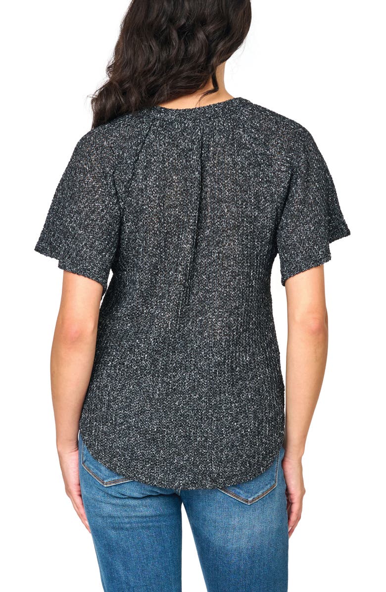 GIBSONLOOK The Jordan Open Stitch Flutter Sleeve Sweater, Alternate, color, Black