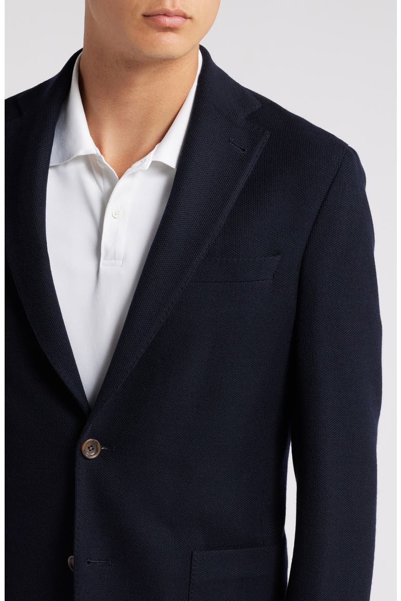 Queens Solid Navy Wool & Cotton Knit Sport Coat, Alternate, color, NAVY