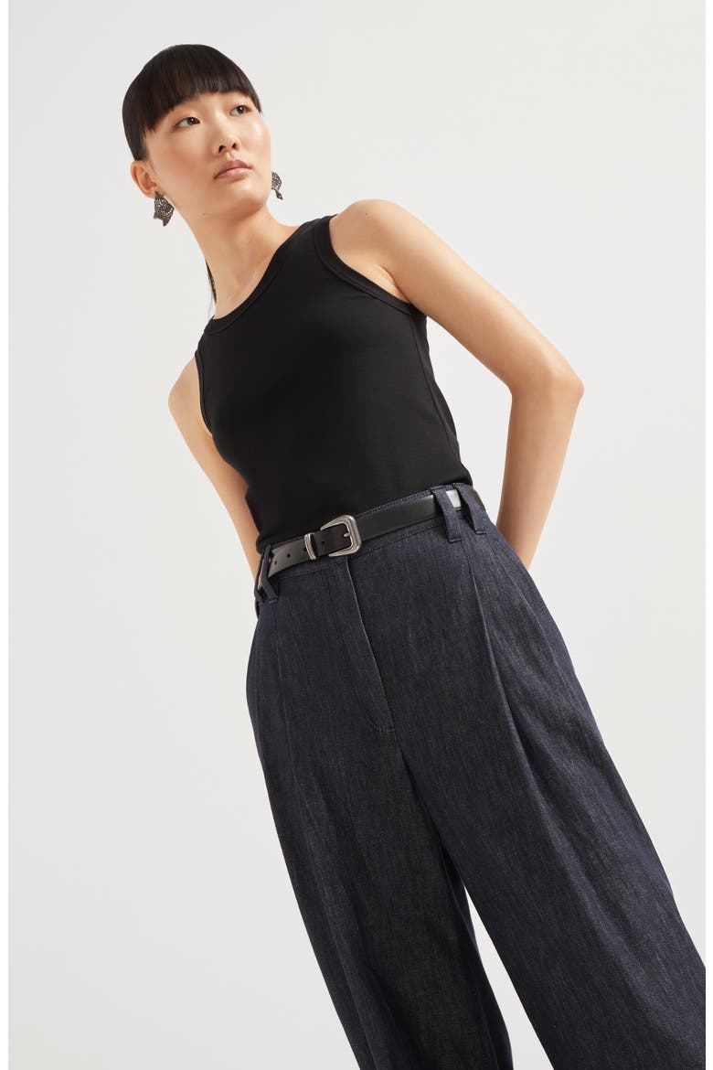 Ribbed jersey top, Alternate, color, Black
