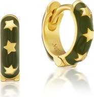 Buddha Mama Enameled Star Huggie Hoops