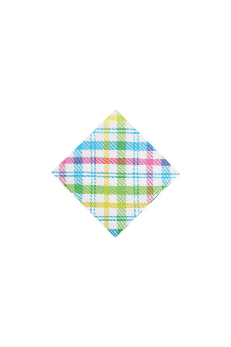Easter Spring Blossom Pastels Plaid Printed Cloth Napkins Set of 6, Main, color, red