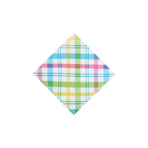 Easter Spring Blossom Pastels Plaid Printed Cloth Napkins Set of 6
