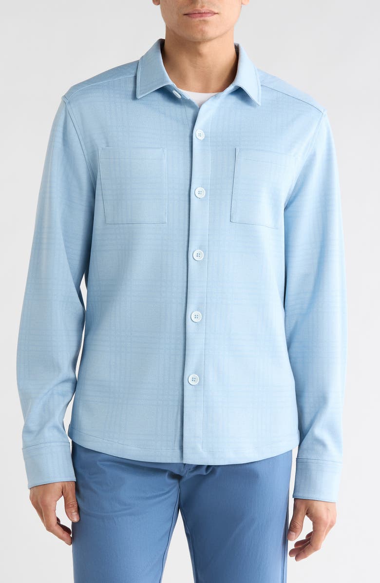 Robert Barakett Upton Plaid Double Knit Overshirt, Alternate, color, Powder Blue