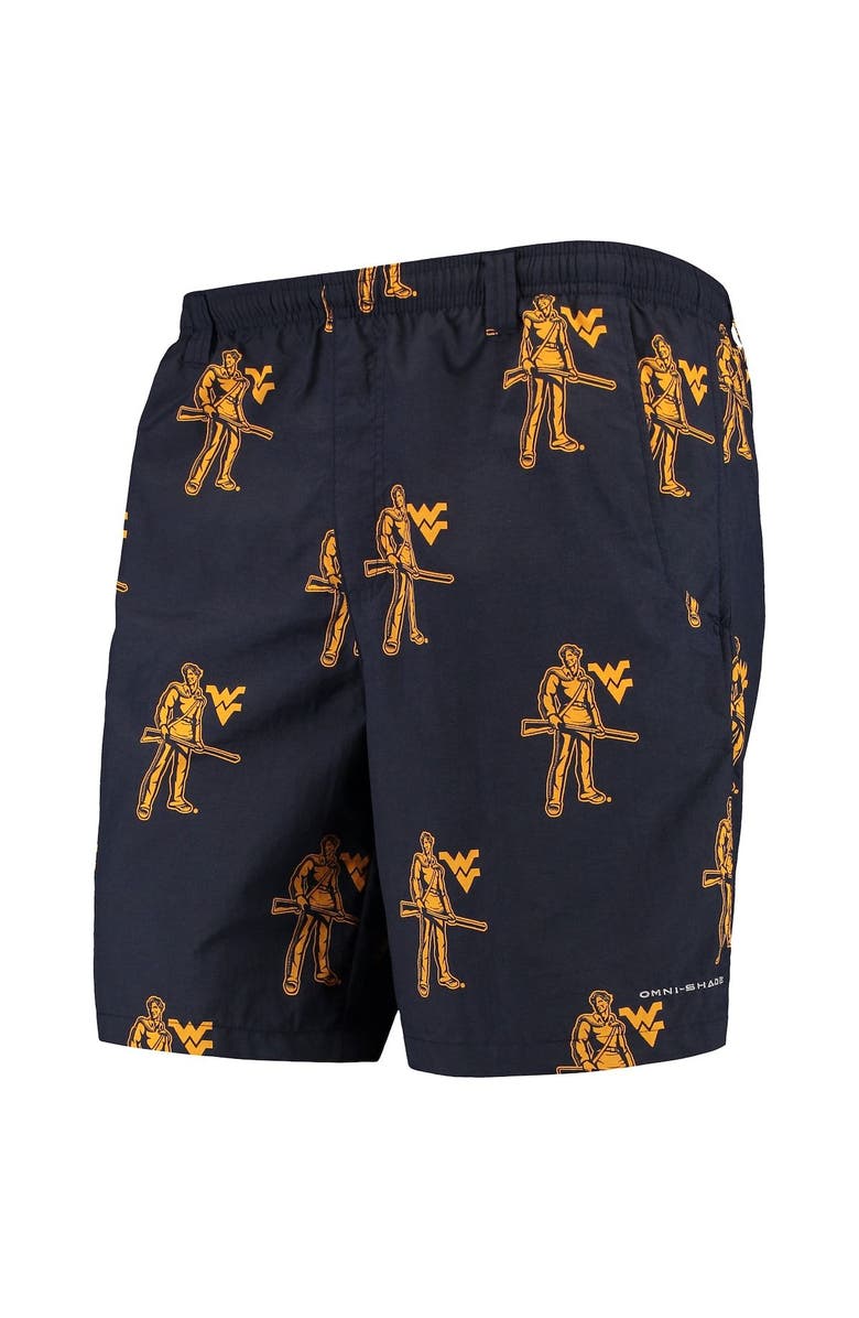 Columbia Men's Columbia Navy West Virginia Mountaineers PFG Backcast II 8" Omni-Shade Team Hybrid Shorts, Alternate, color, Navy