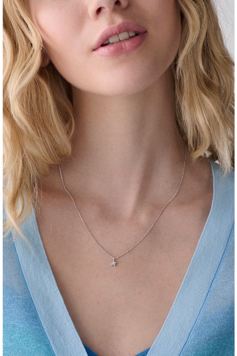 you're a gem mini pavé star pendant necklace, Alternate, color, CLEAR/ SILVER
