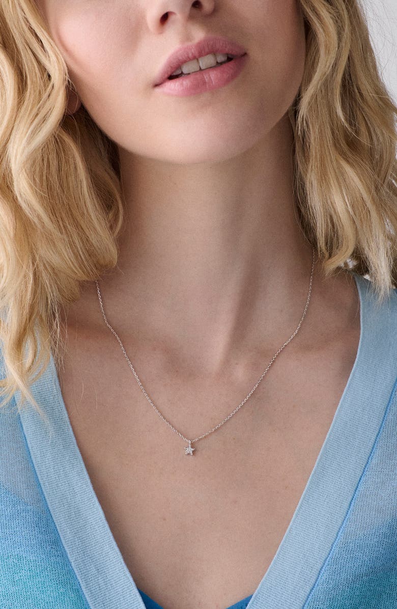 Kate Spade New York you're a gem mini pavé star pendant necklace, Alternate, color, Clear/ Silver